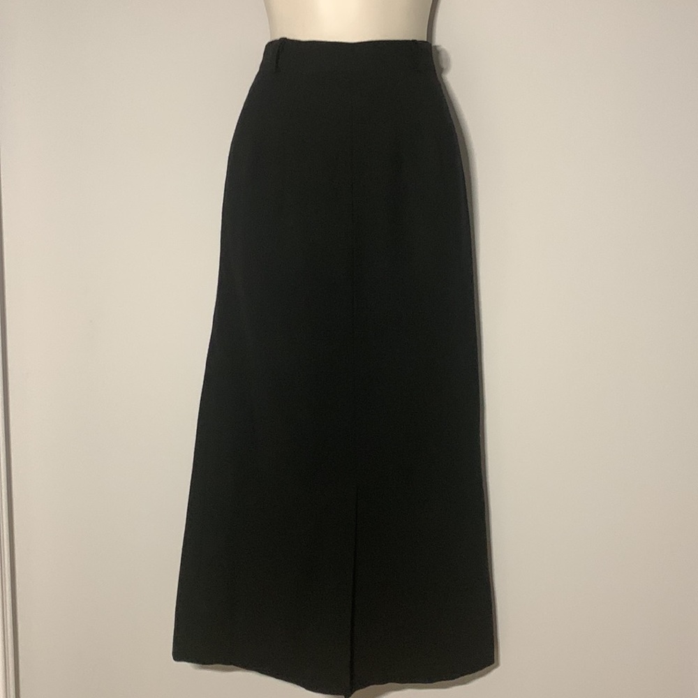 Made in🇨🇦VTG 90’ 💯% Pure Virgin Georgette Wool Black Maxi Slits Skirt - Picture 7 of 16